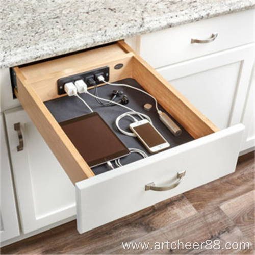 built-in electrical outlets on the vanity bathroom cabinet